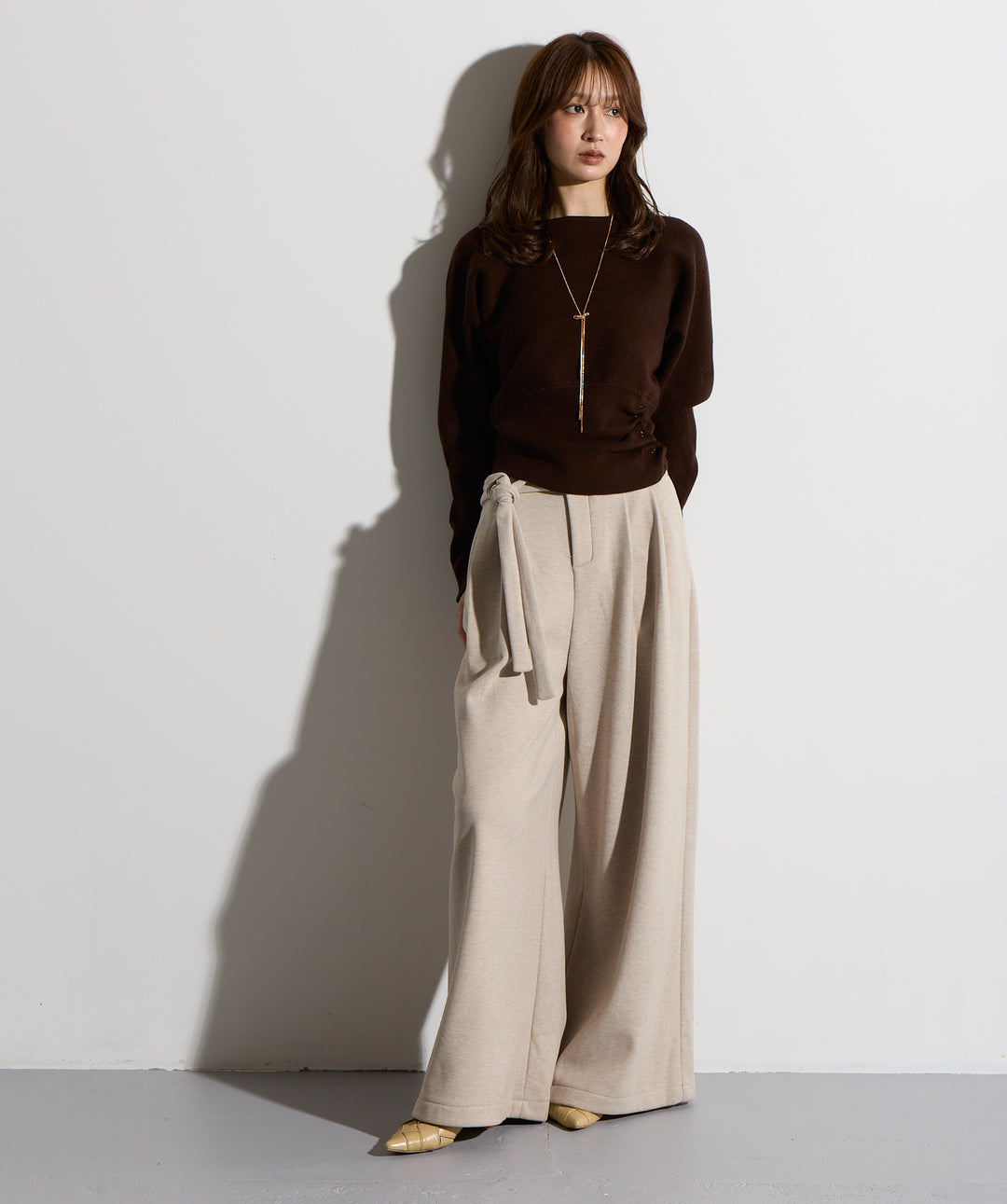 ウエスト切替デザインニット