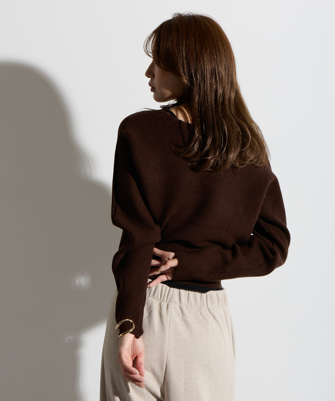 ウエスト切替デザインニット