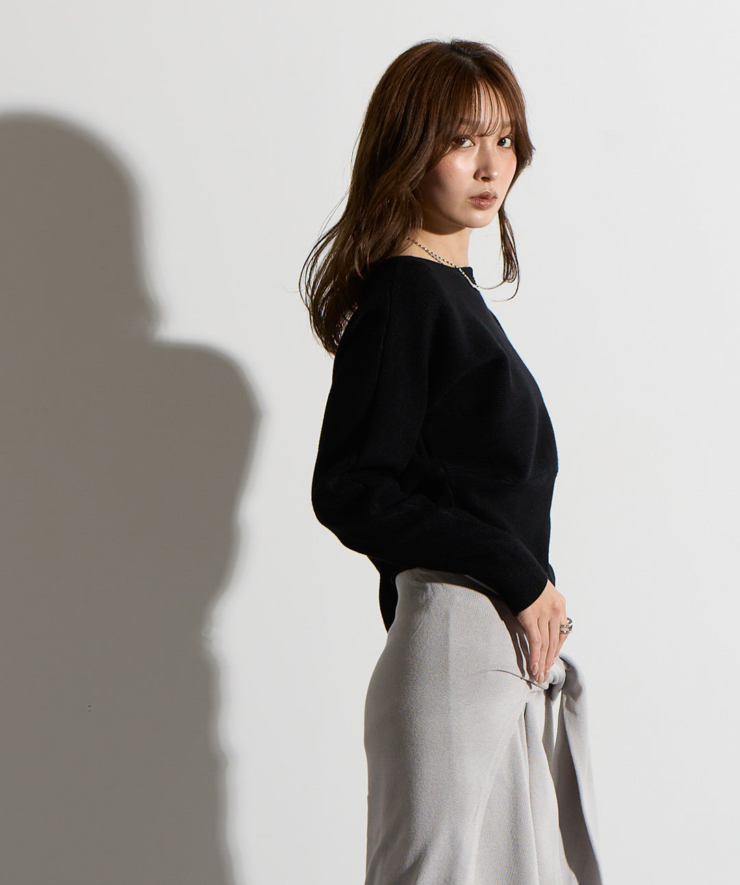 ウエスト切替デザインニット