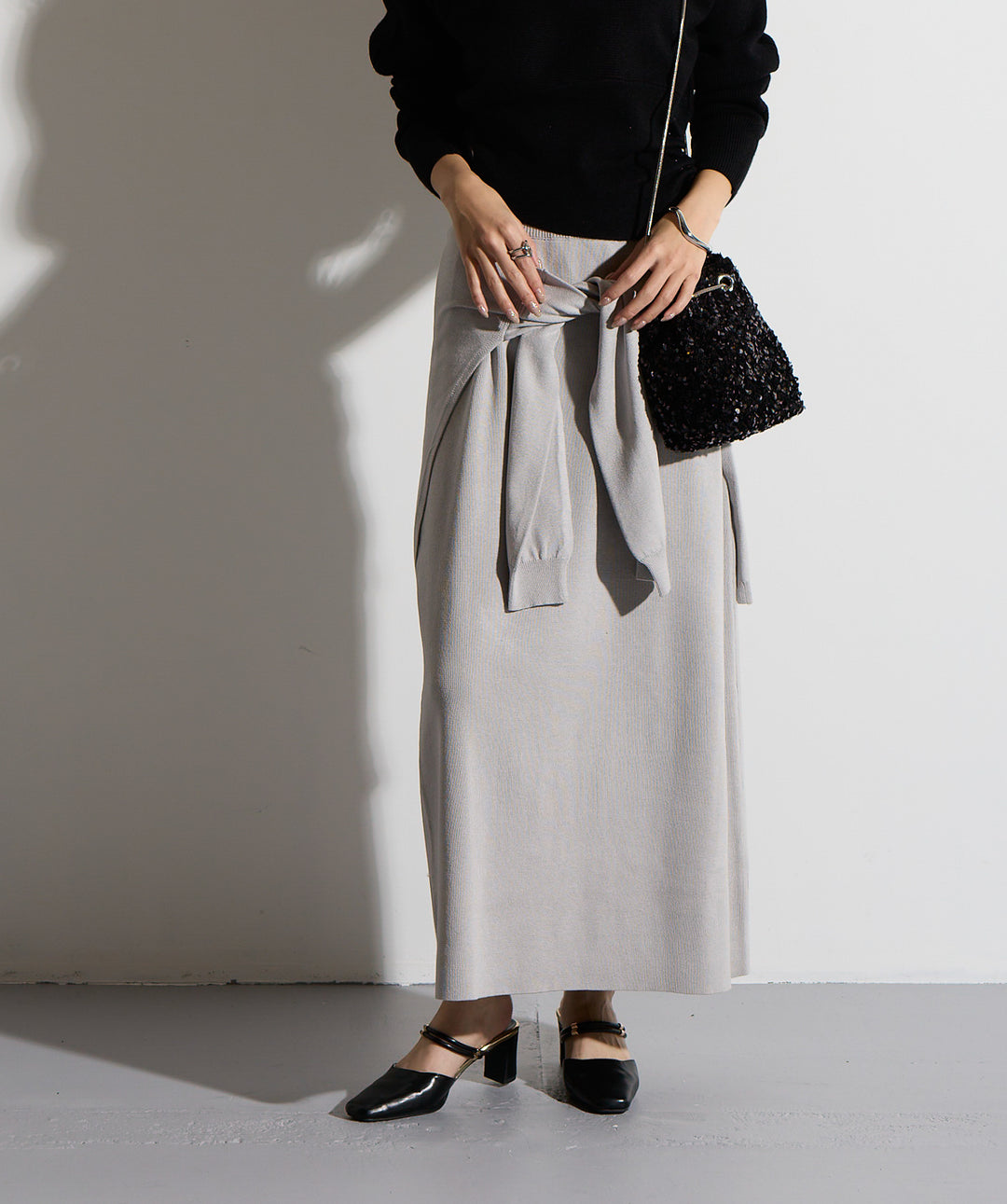 ウエストニットコンビスカート