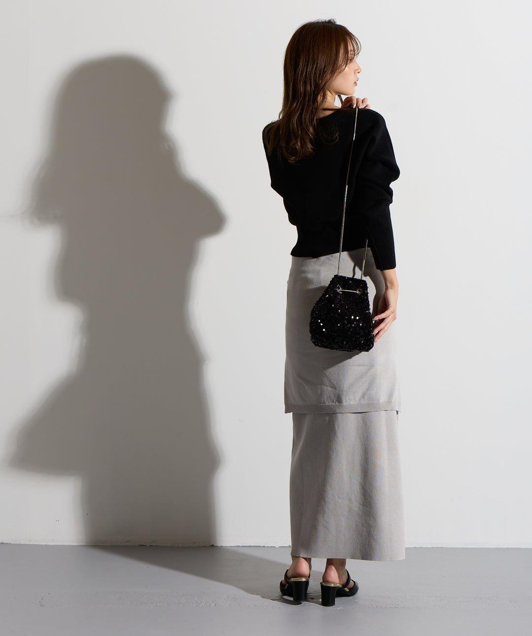 ウエストニットコンビスカート