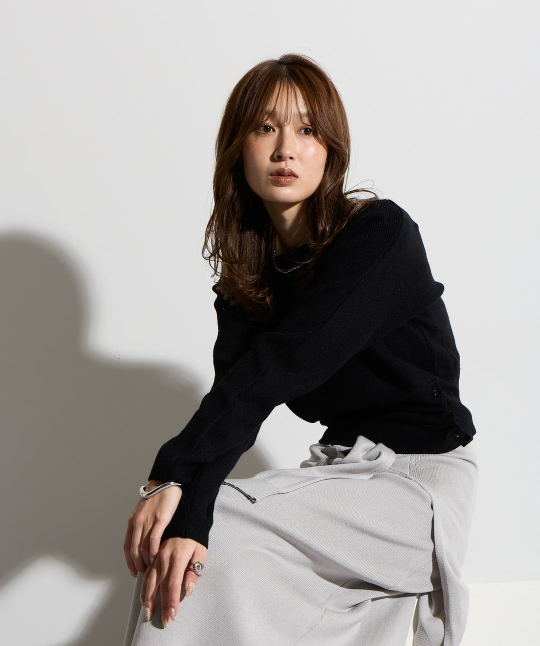 ウエスト切替デザインニット