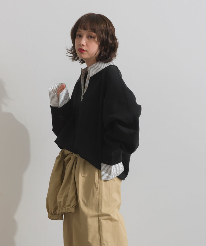 ストライプシャツドッキングポロ