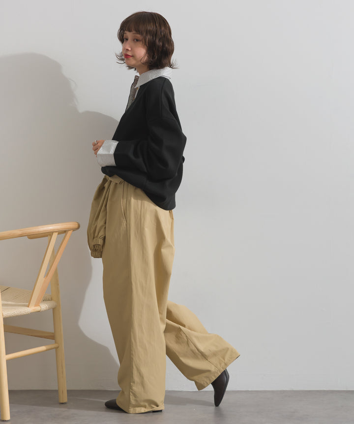 合繊ツイルスタンドウエスト巻きジョガーパンツ