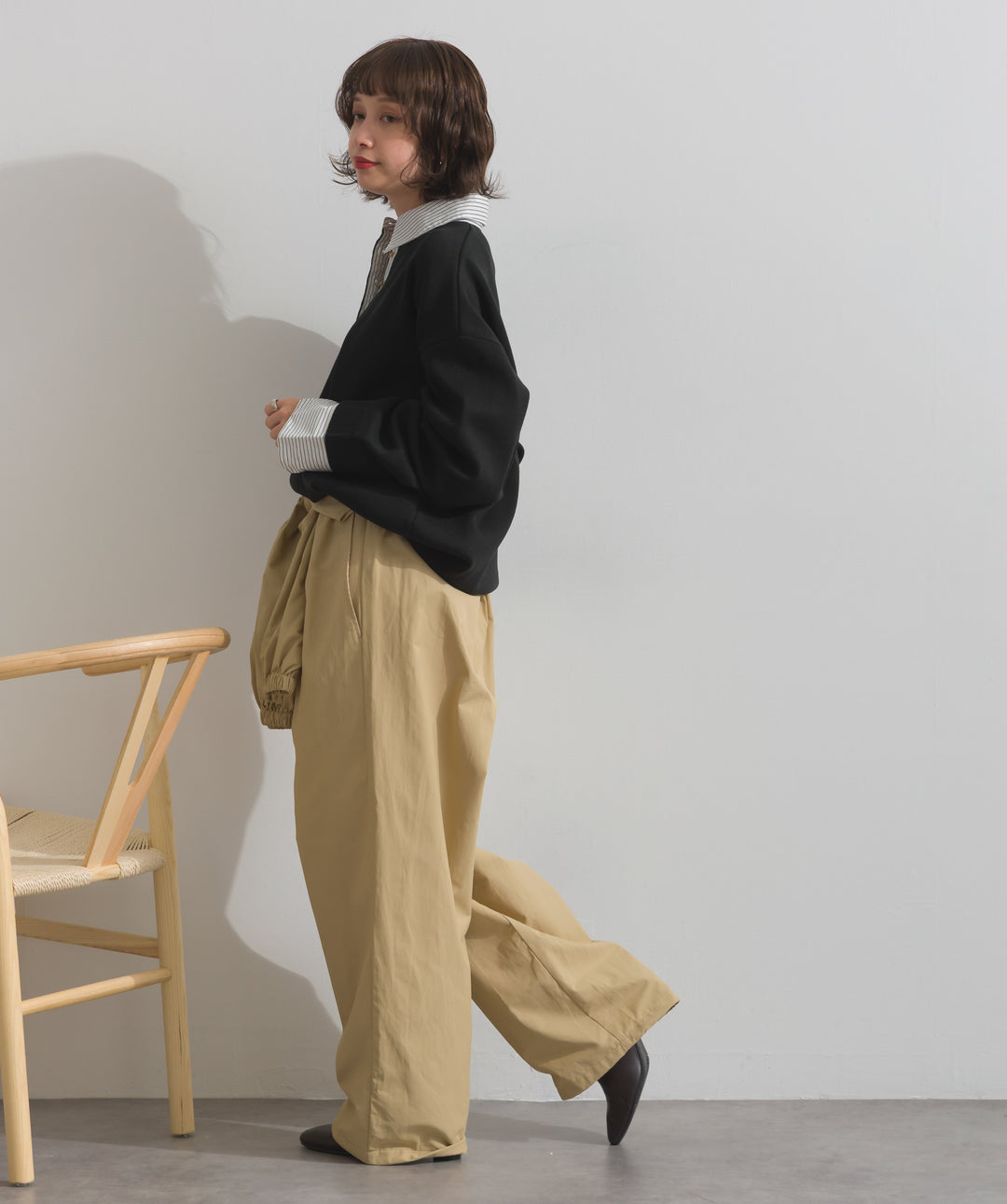 ストライプシャツドッキングポロ