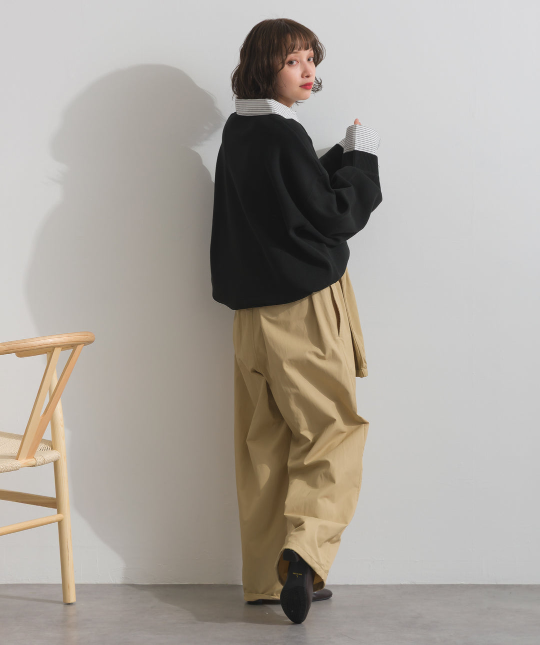 ストライプシャツドッキングポロ