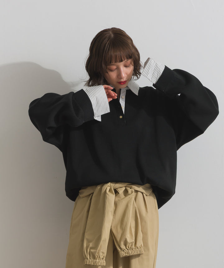 ストライプシャツドッキングポロ