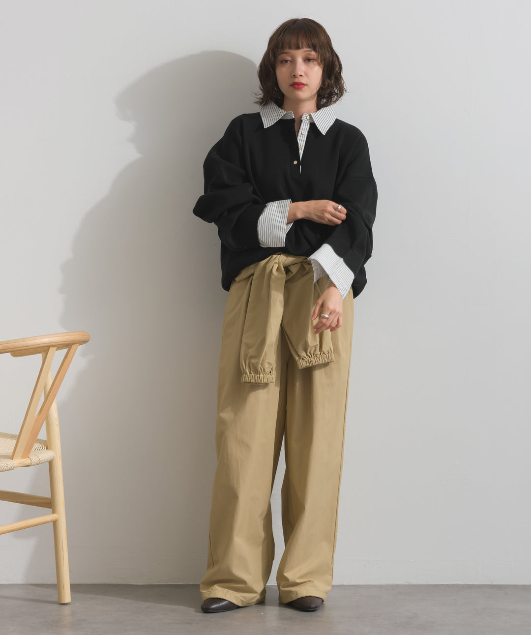 ストライプシャツドッキングポロ