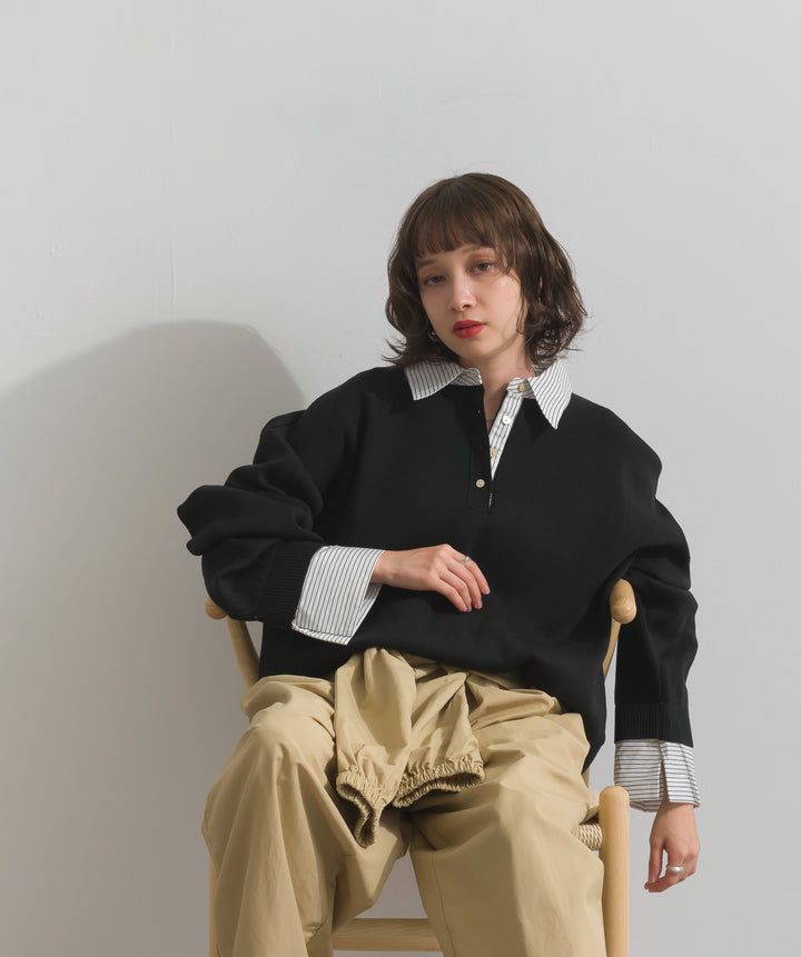 ストライプシャツドッキングポロ