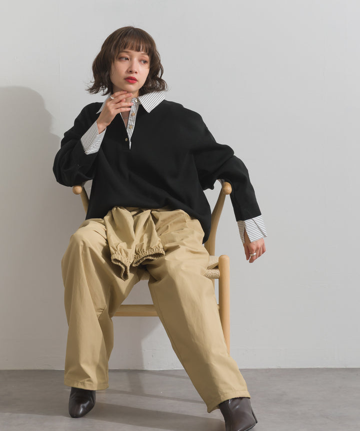 ストライプシャツドッキングポロ