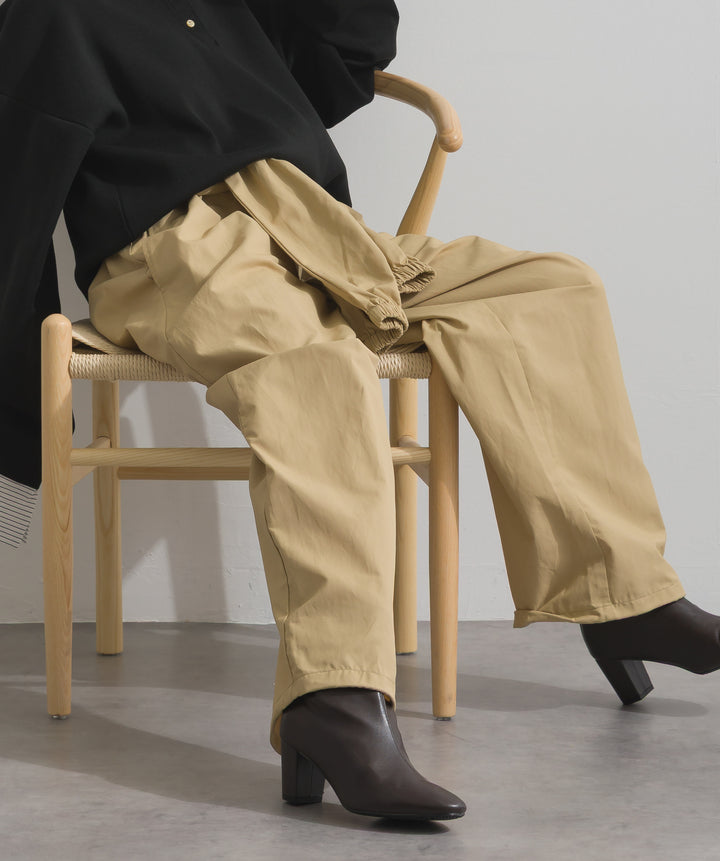 合繊ツイルスタンドウエスト巻きジョガーパンツ