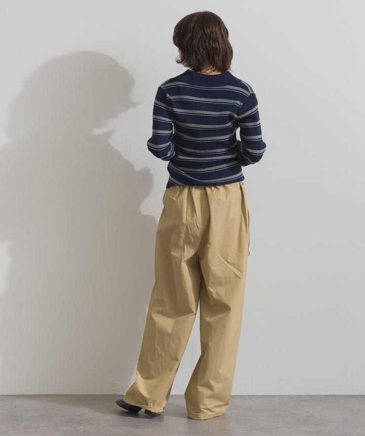 配色ボーダーポロニット