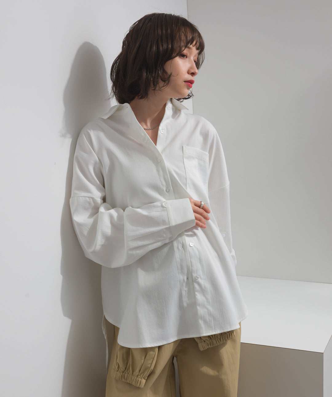 スリーブアレンジドレープシャツ