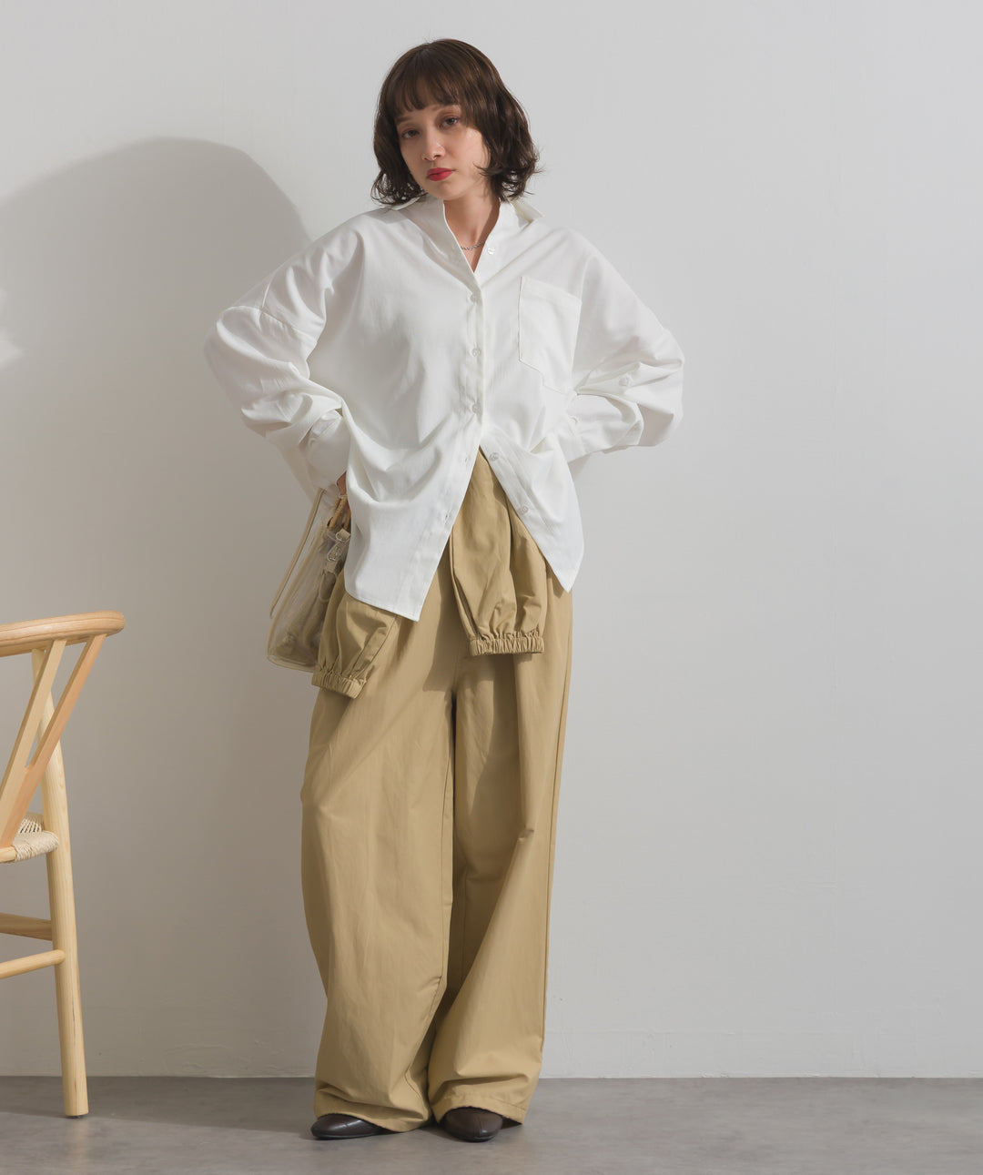 スリーブアレンジドレープシャツ