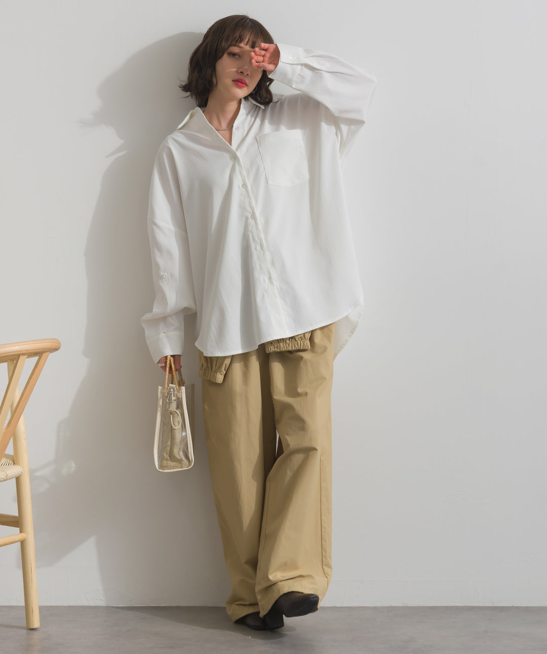 スリーブアレンジドレープシャツ