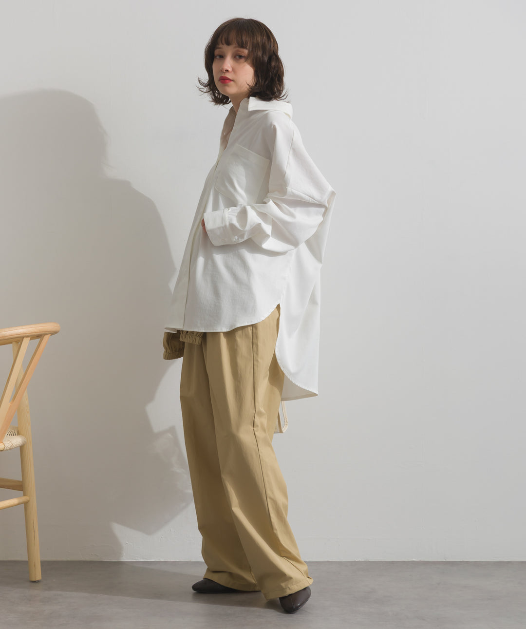 スリーブアレンジドレープシャツ