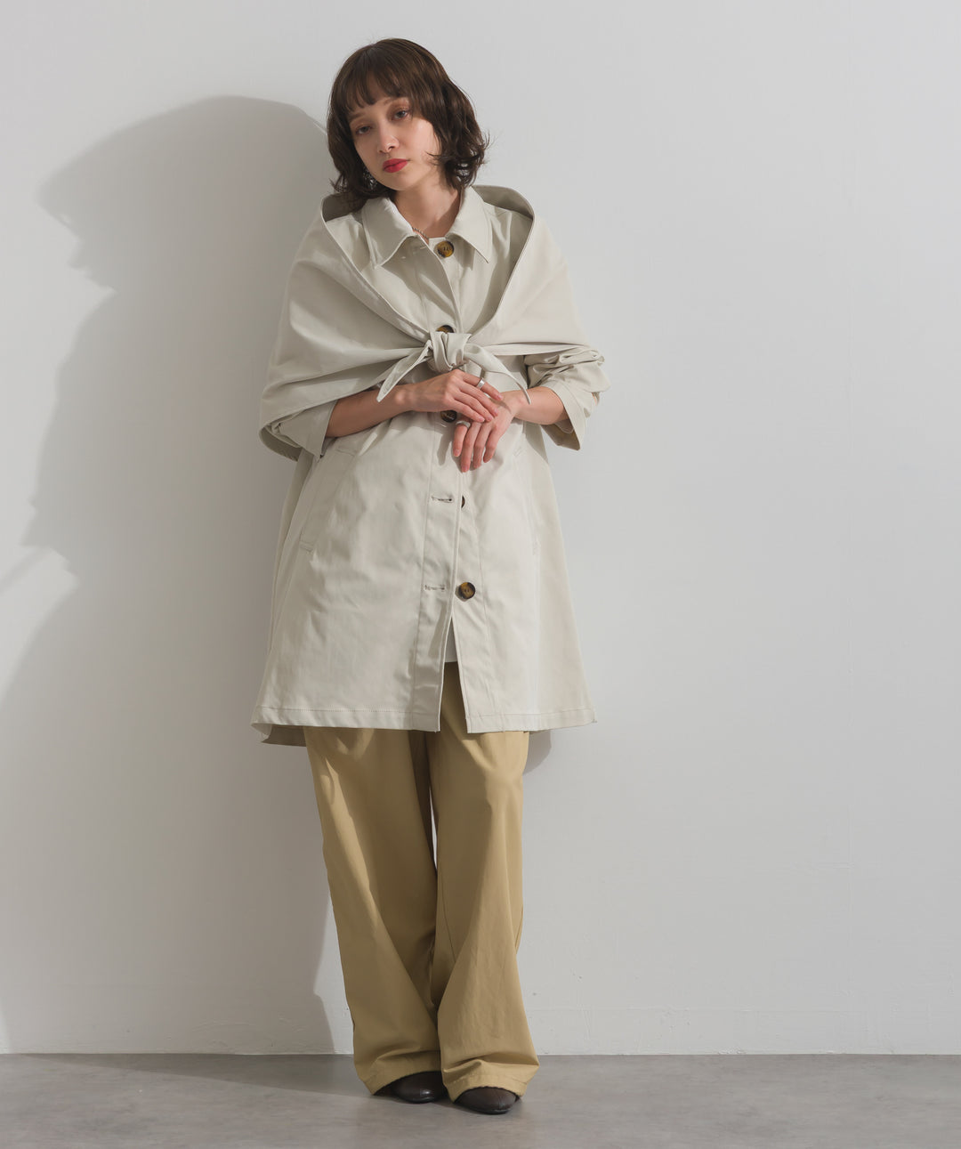 コンパクトツイルスカーフ付きコート