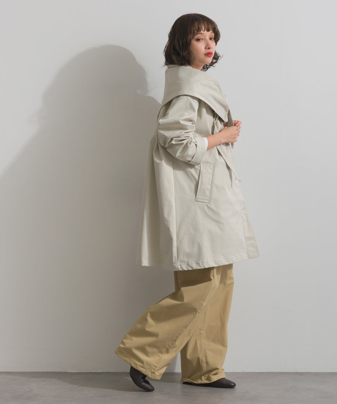 コンパクトツイルスカーフ付きコート