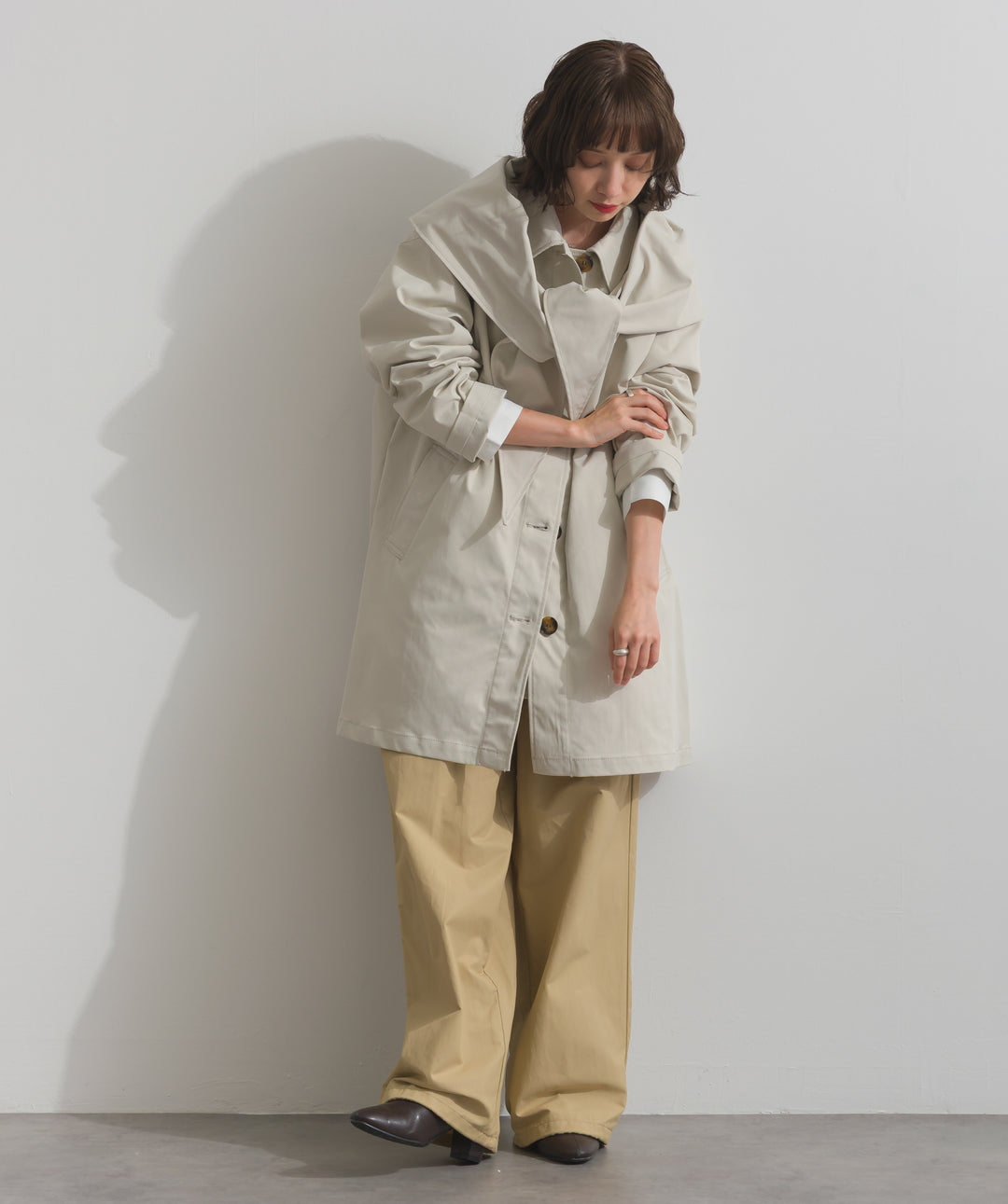 コンパクトツイルスカーフ付きコート