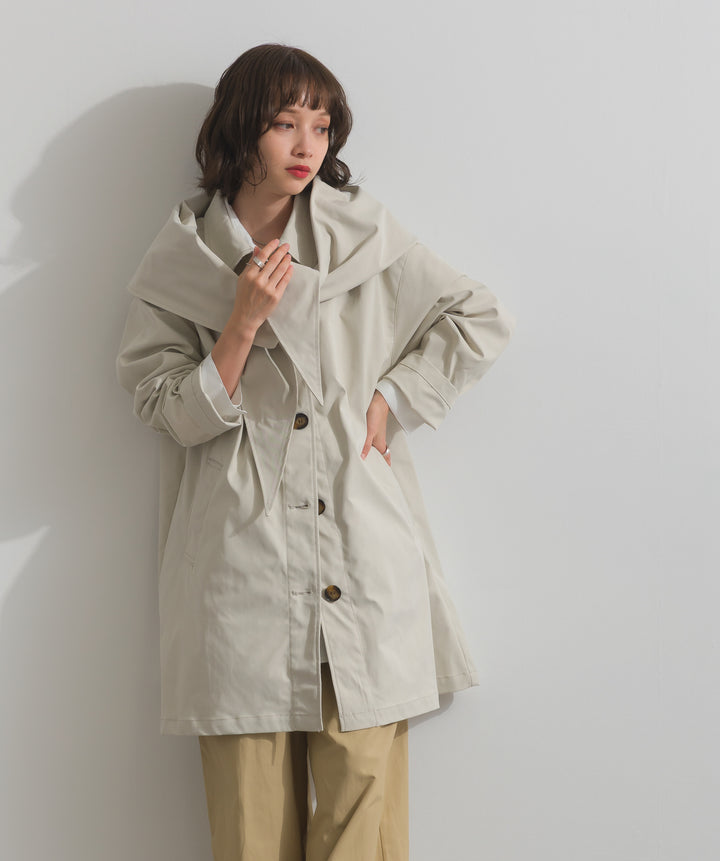 コンパクトツイルスカーフ付きコート