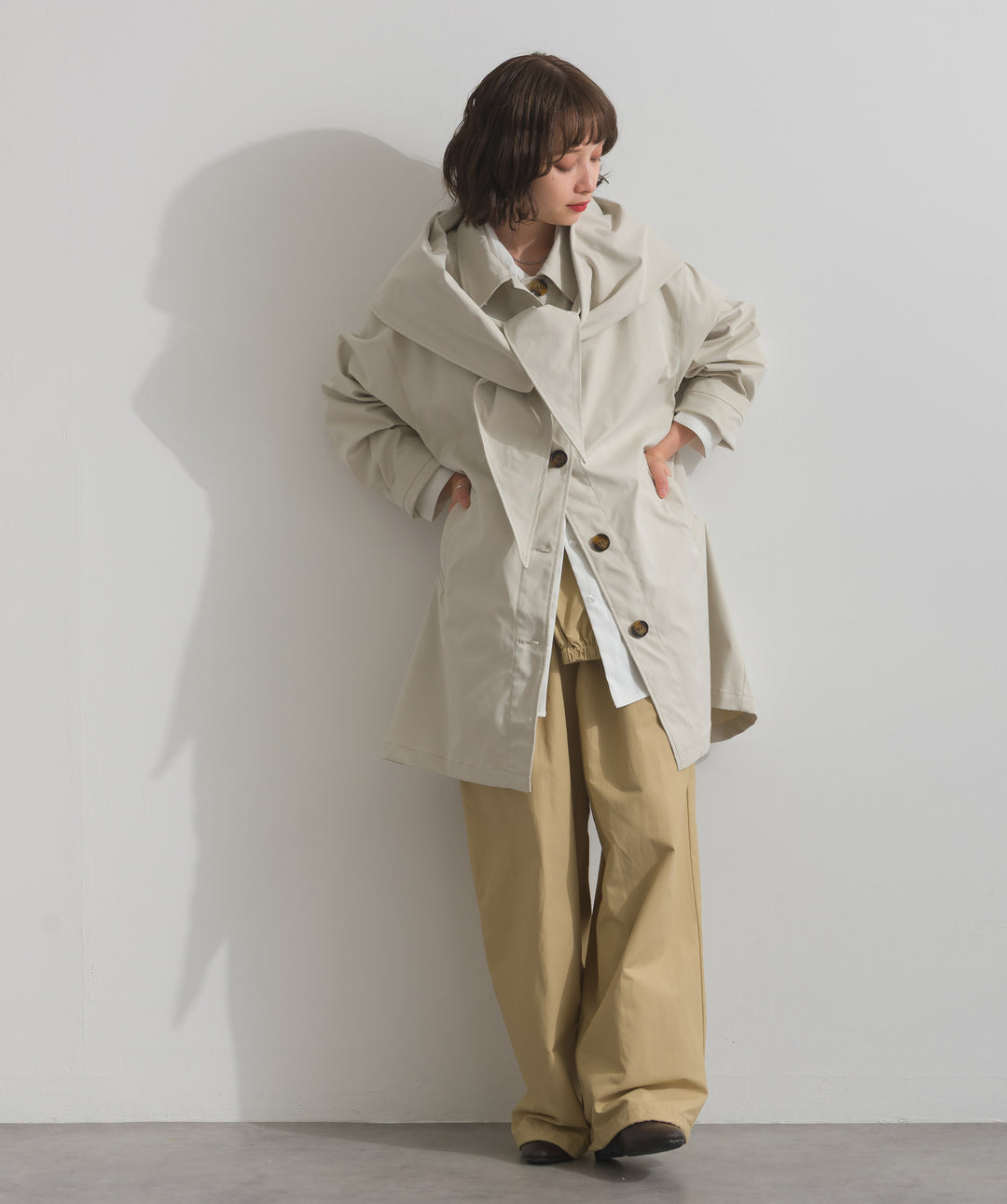 コンパクトツイルスカーフ付きコート