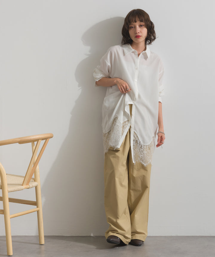 合繊ツイルスタンドウエスト巻きジョガーパンツ