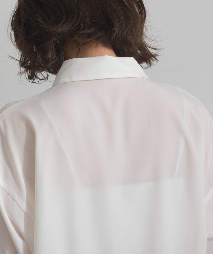 ポプリン裾レースシャツワンピース