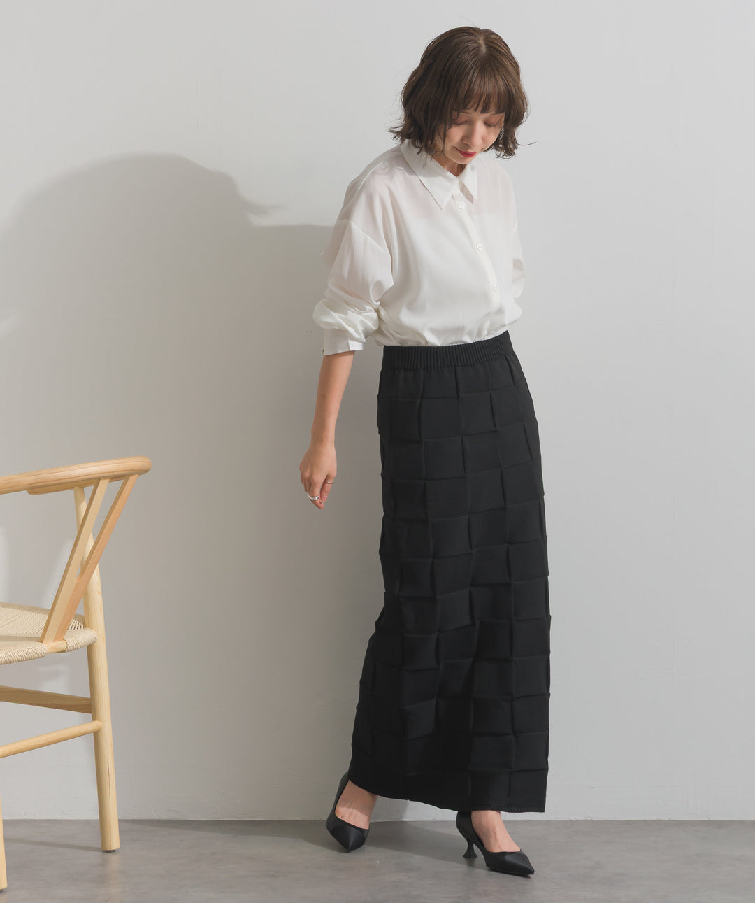 【TOPS SET】スウェード襟切替デニムブルゾン＋ポプリン裾レースシャツワンピース