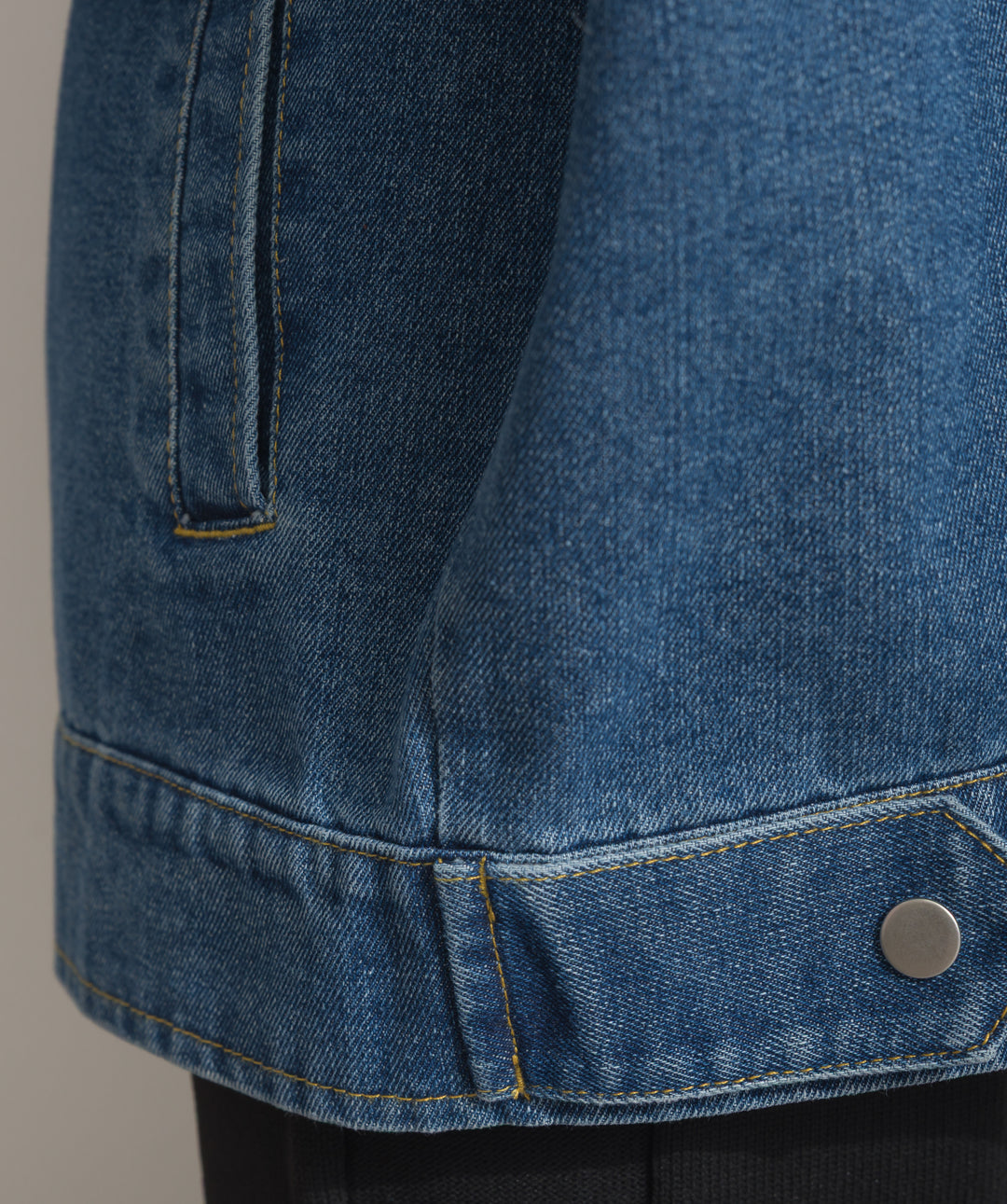 スウェード襟切替デニムブルゾン