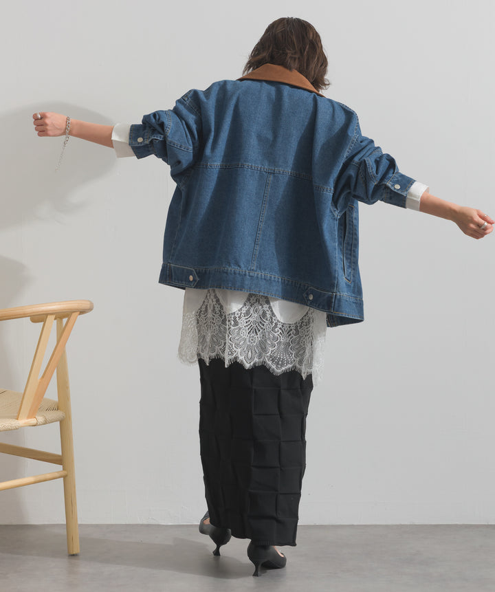 ブロック柄ニットスカート
