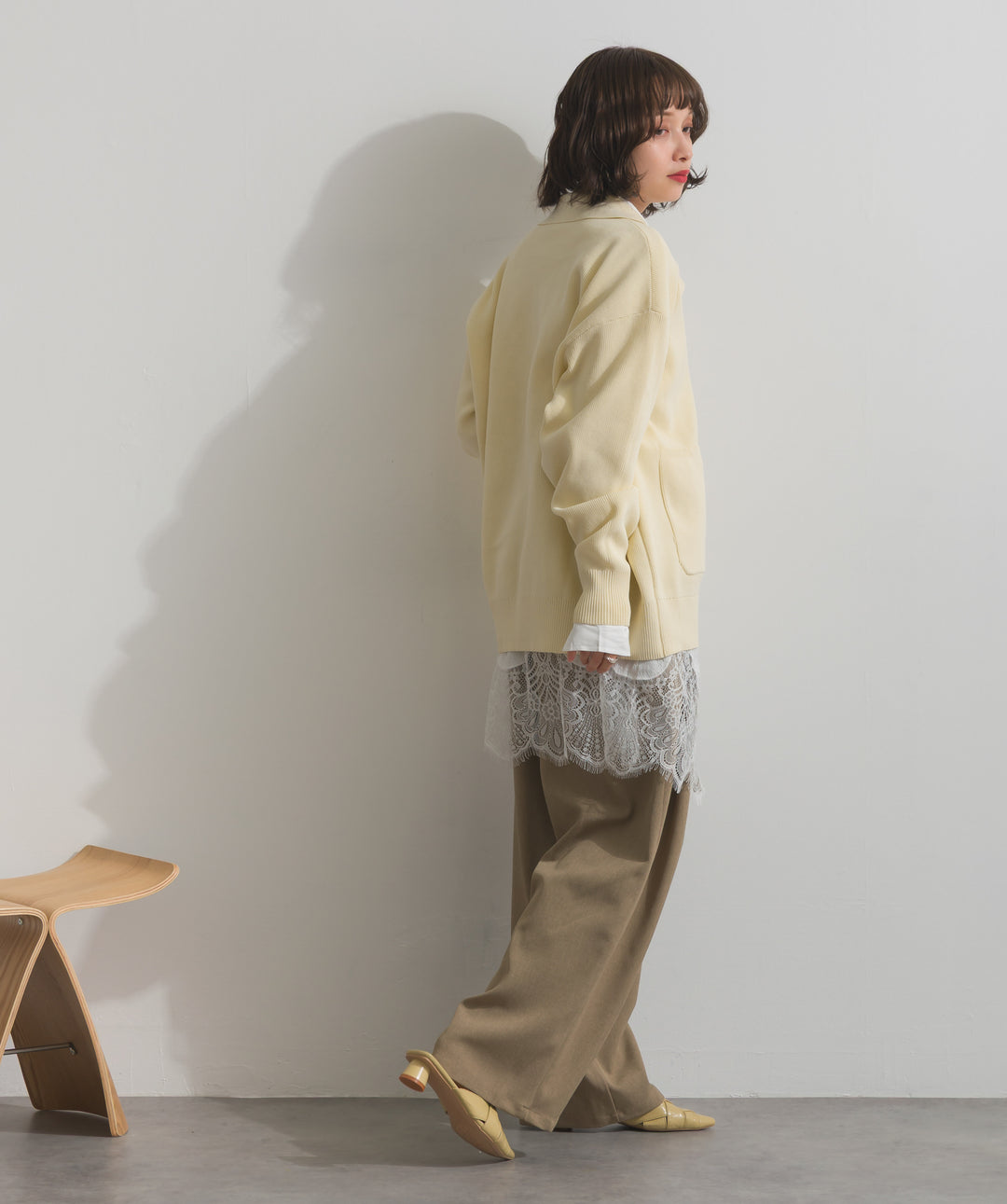 アシンメトリーウエストタックパンツ