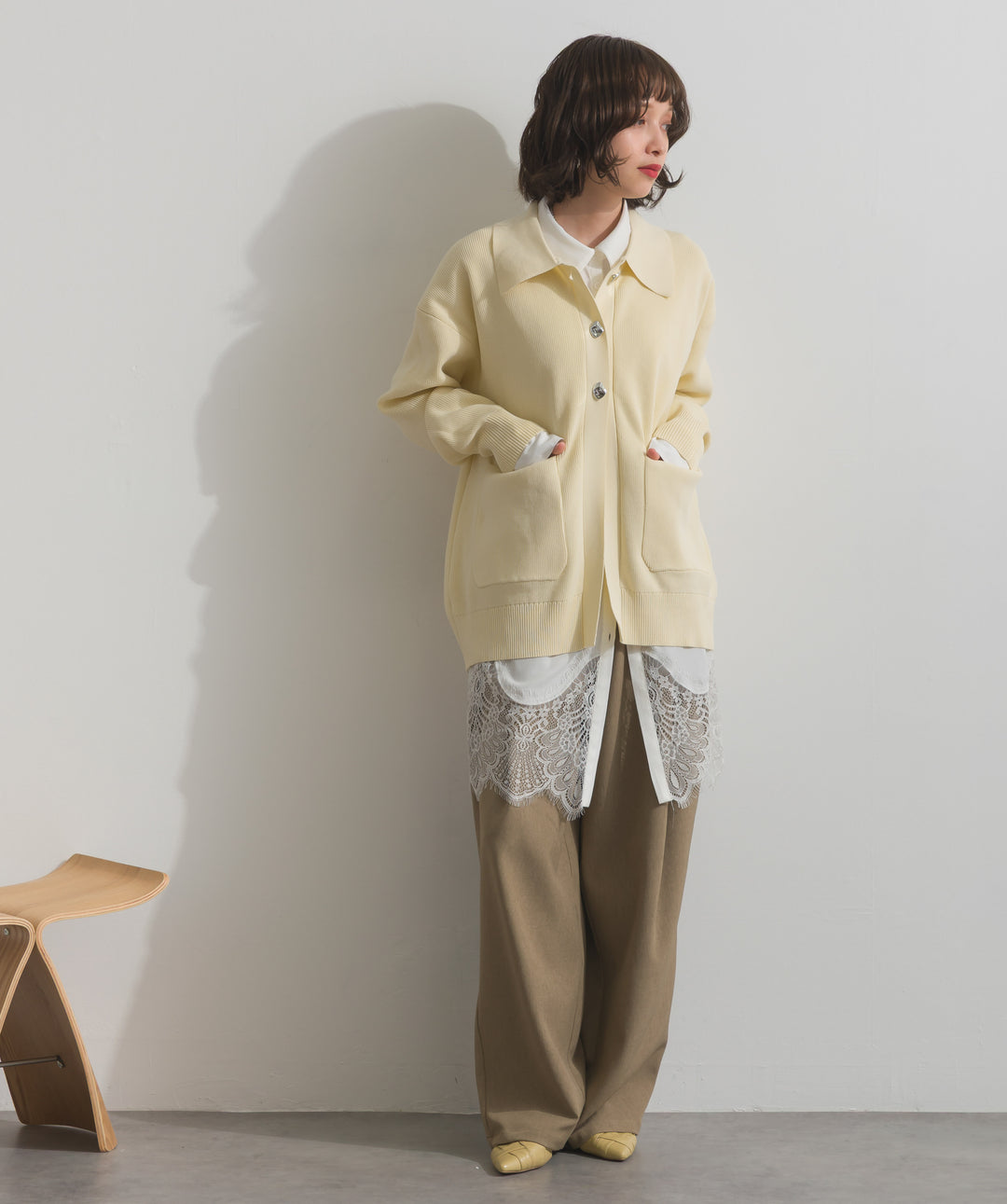 アシンメトリーウエストタックパンツ