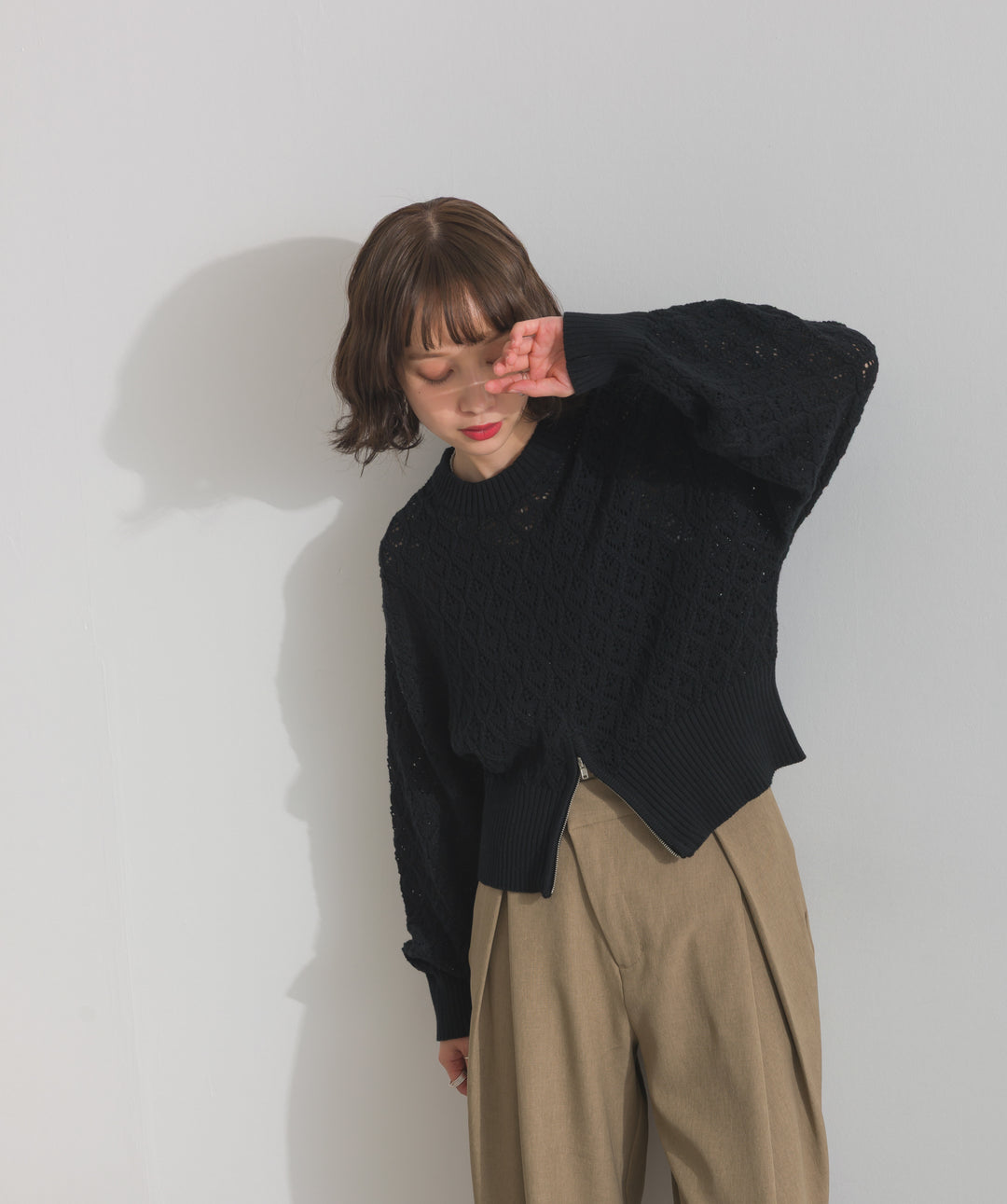 フロントスリットZIPニット