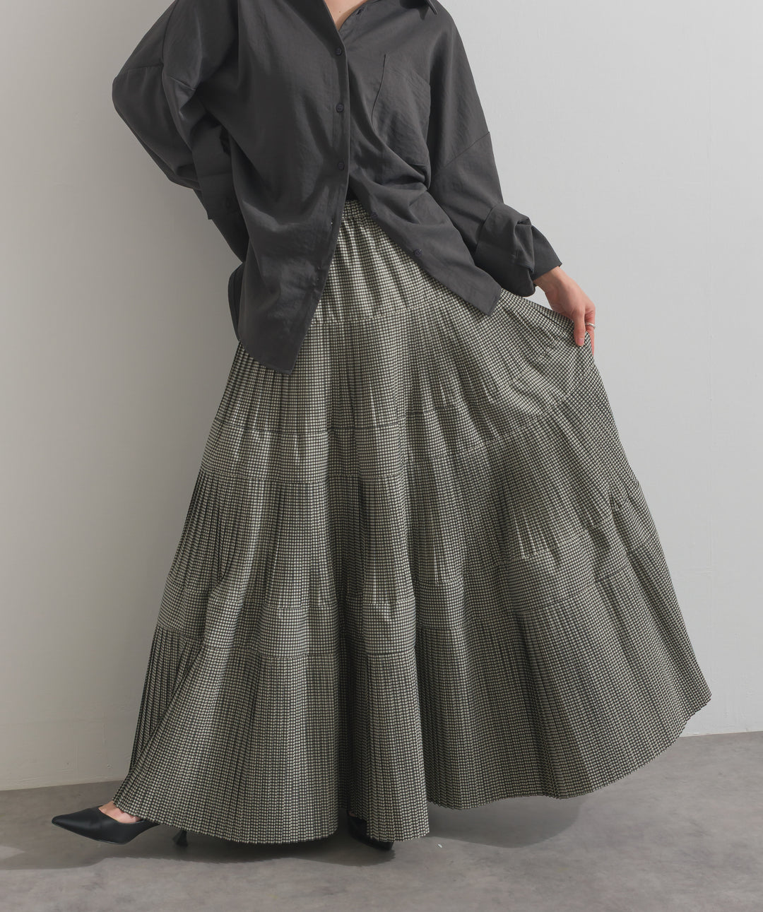 プリーツティアードスカート