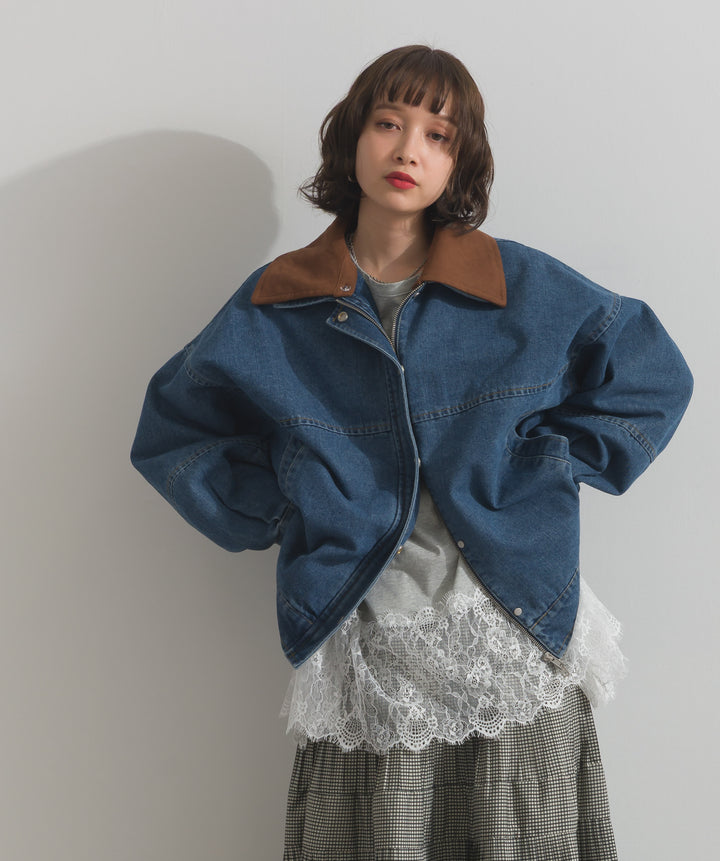 裾レースロングスリーブTシャツ