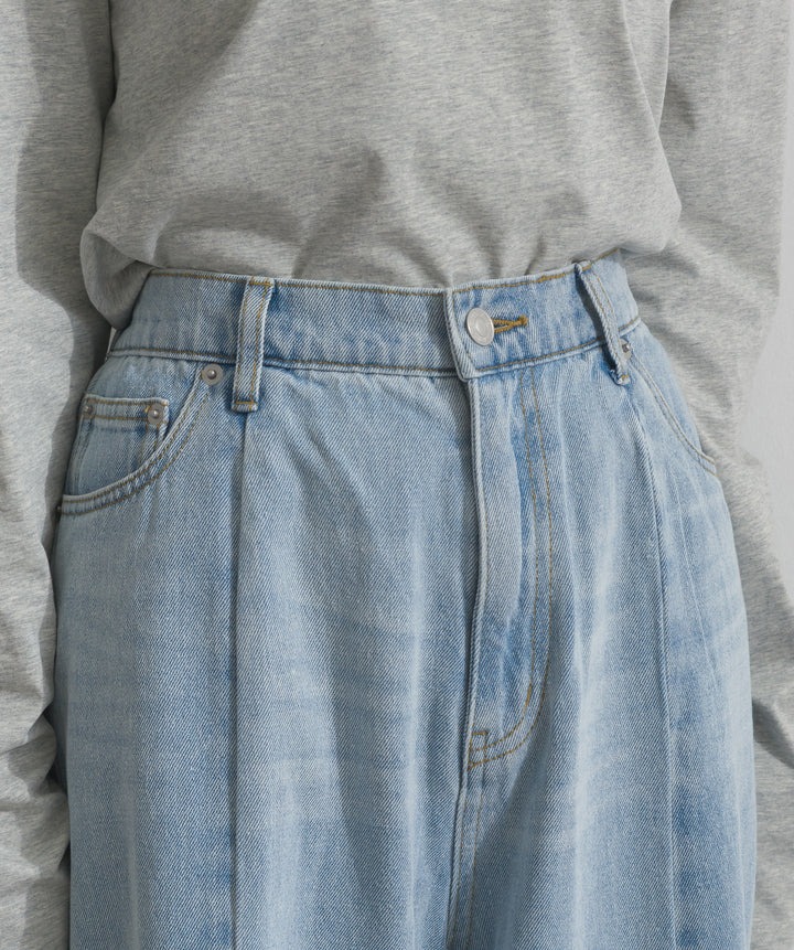 ツートーンバイカラーデニムパンツ