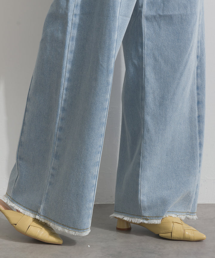 ツートーンバイカラーデニムパンツ