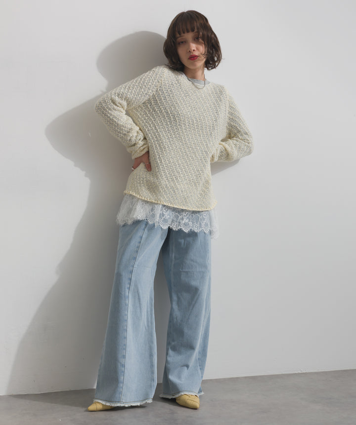 ツートーンバイカラーデニムパンツ