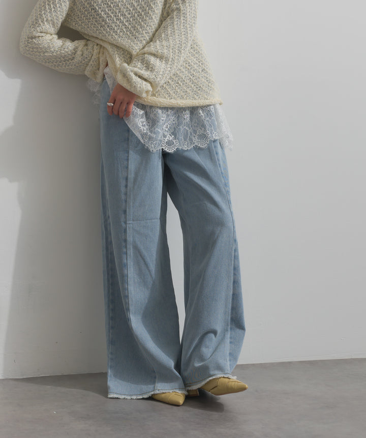 ツートーンバイカラーデニムパンツ