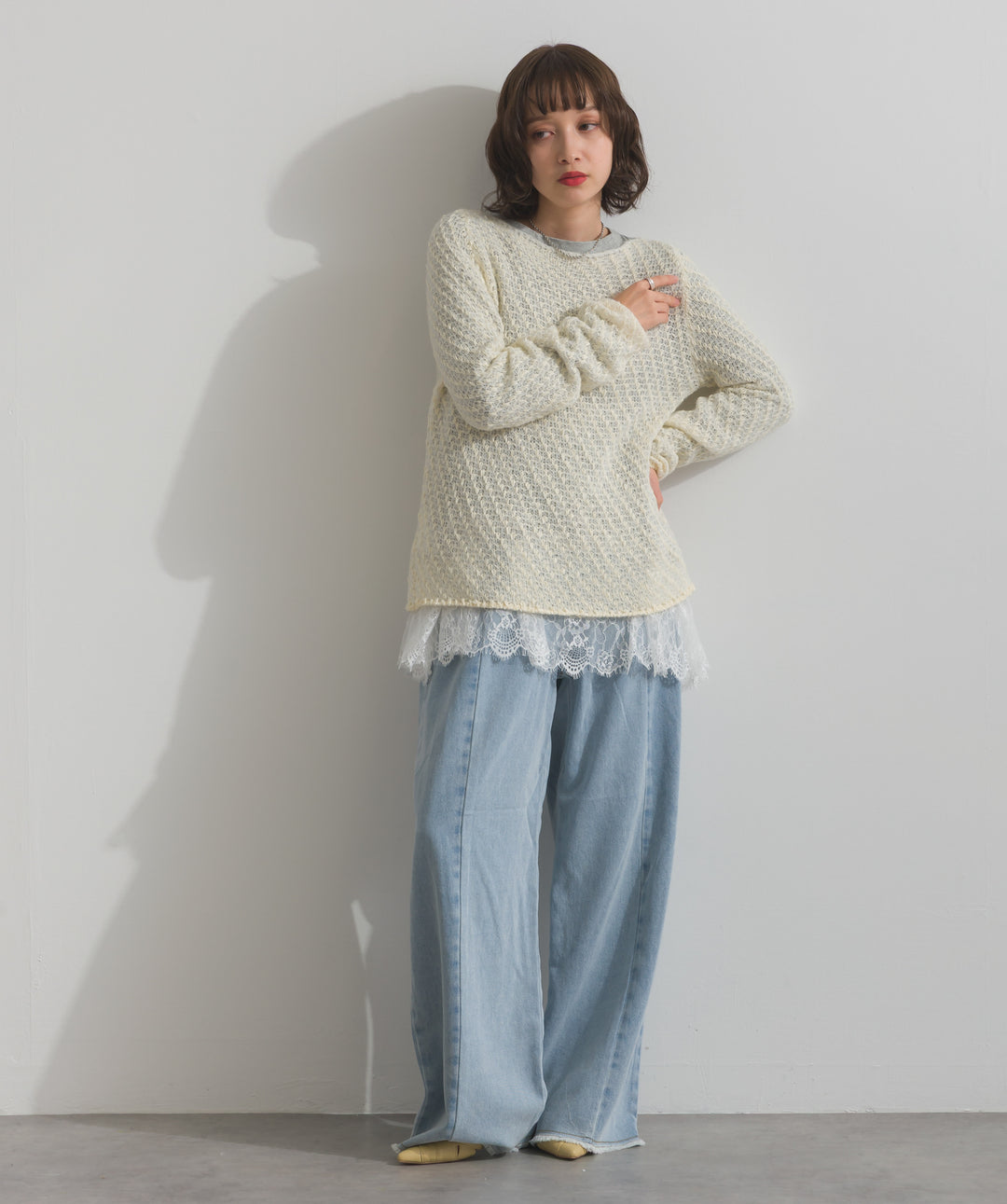 ツートーンバイカラーデニムパンツ