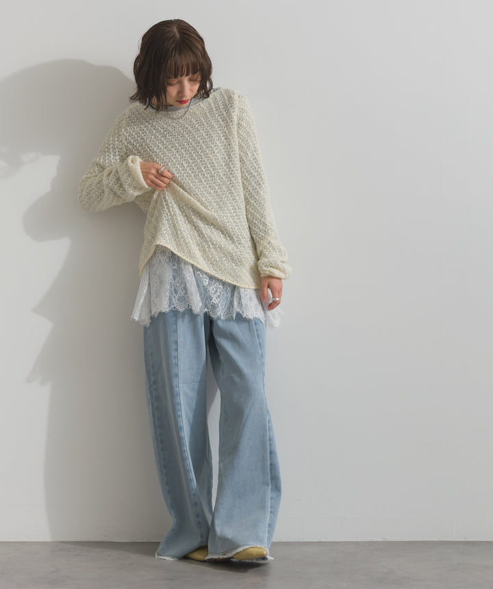 ツートーンバイカラーデニムパンツ