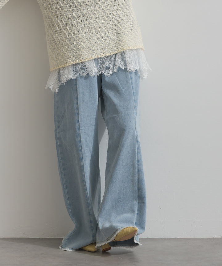 ツートーンバイカラーデニムパンツ