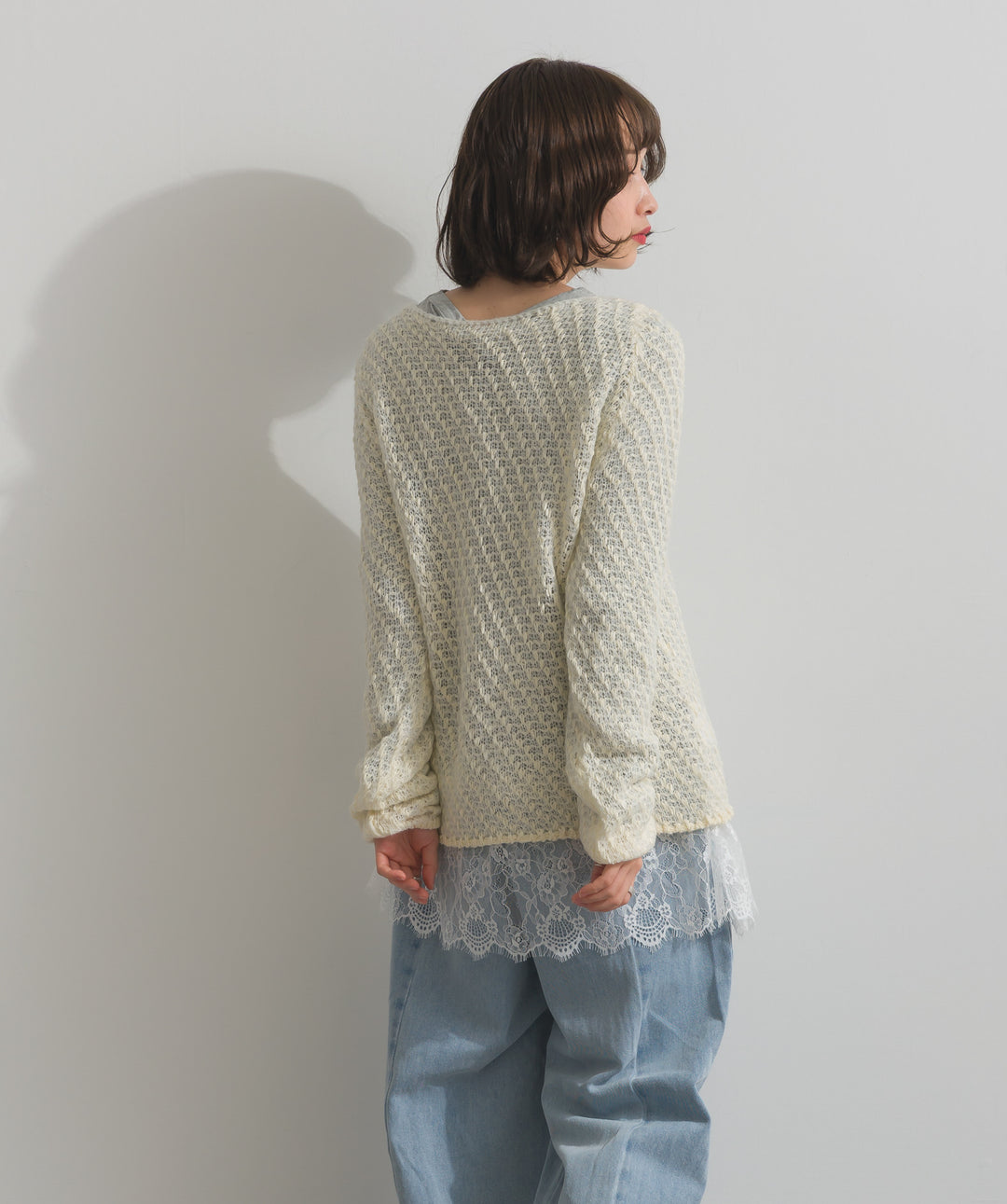 異素材ミックスヤーンニットプルオーバー