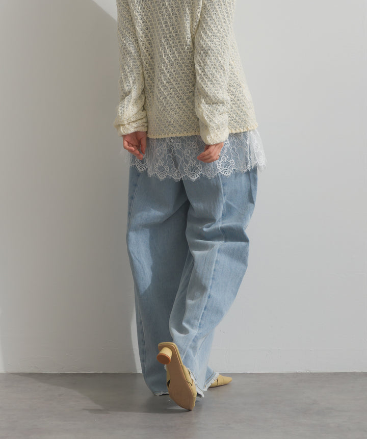 ツートーンバイカラーデニムパンツ