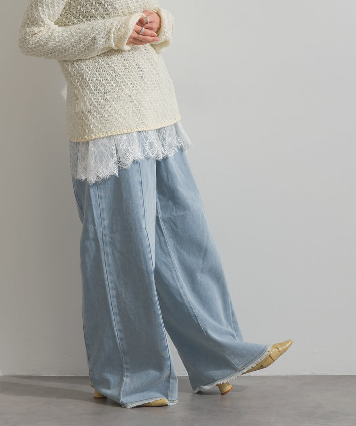 ツートーンバイカラーデニムパンツ