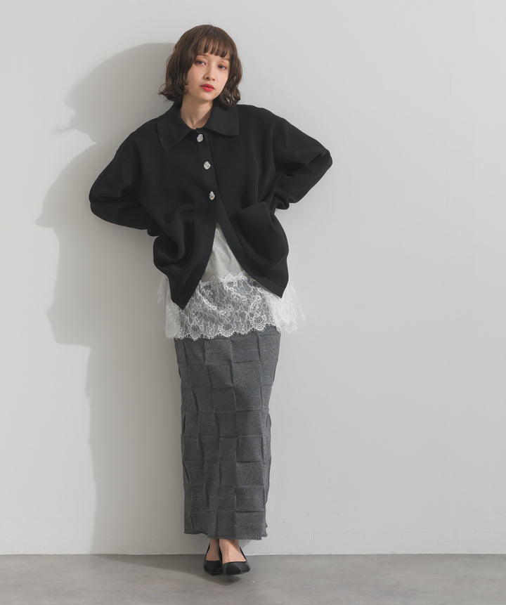 裾レースロングスリーブTシャツ