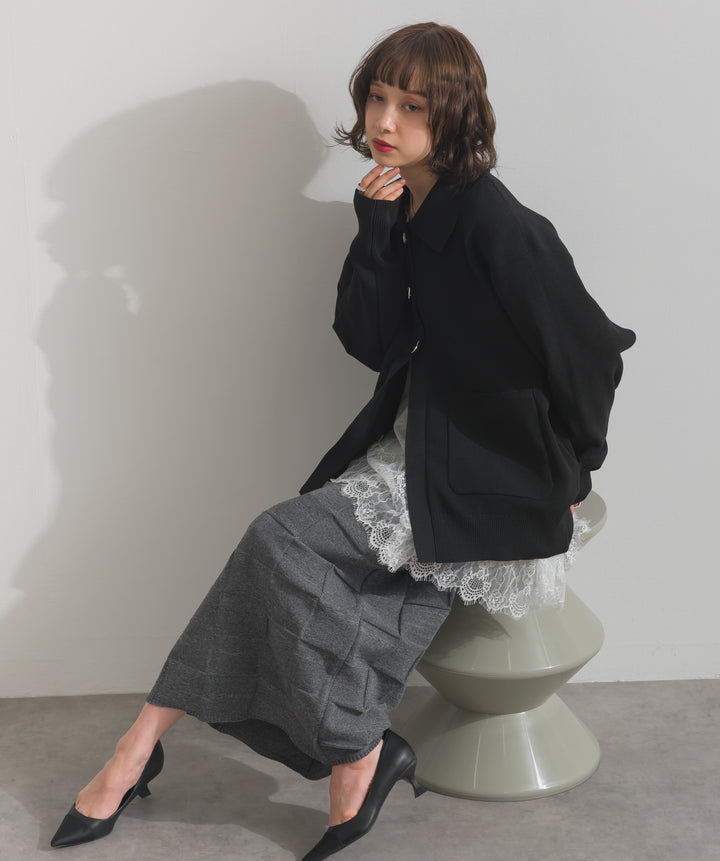 裾レースロングスリーブTシャツ