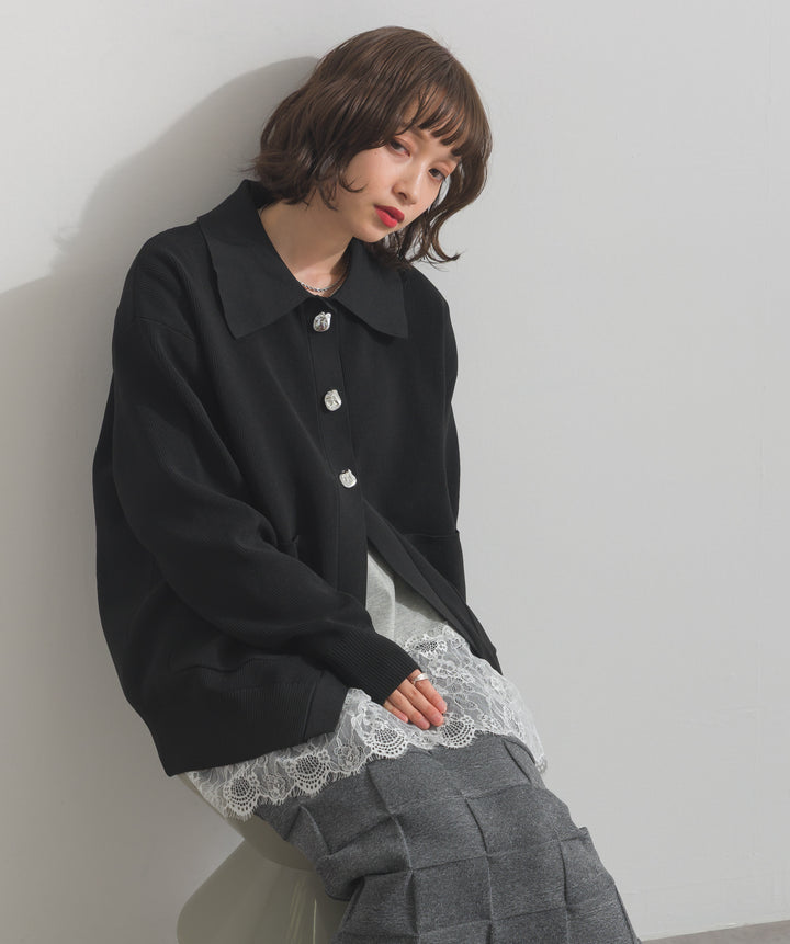 裾レースロングスリーブTシャツ