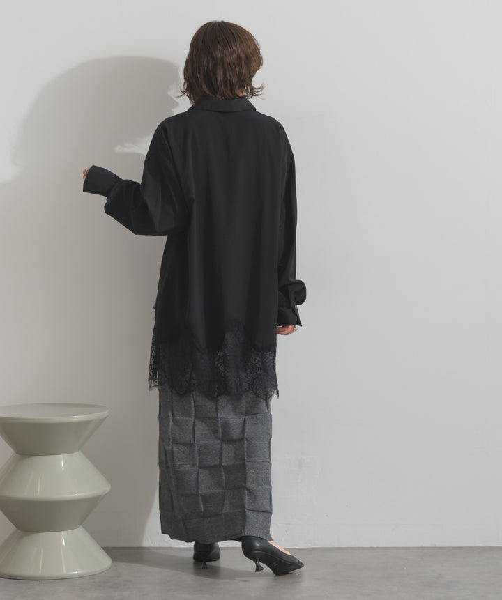 ブロック柄ニットスカート