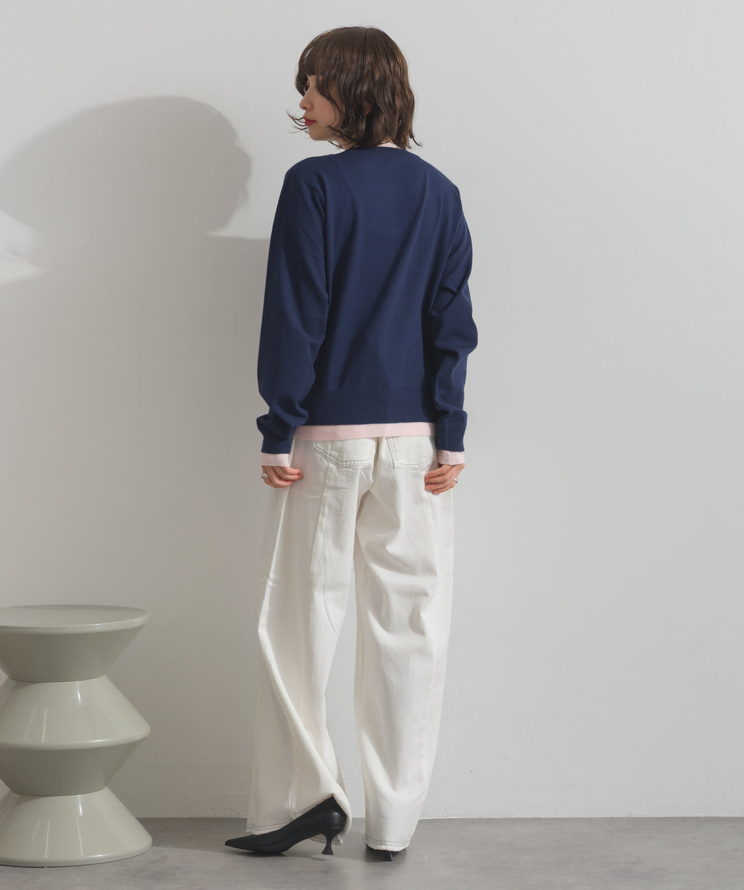 ニットレイヤード風カーディガン